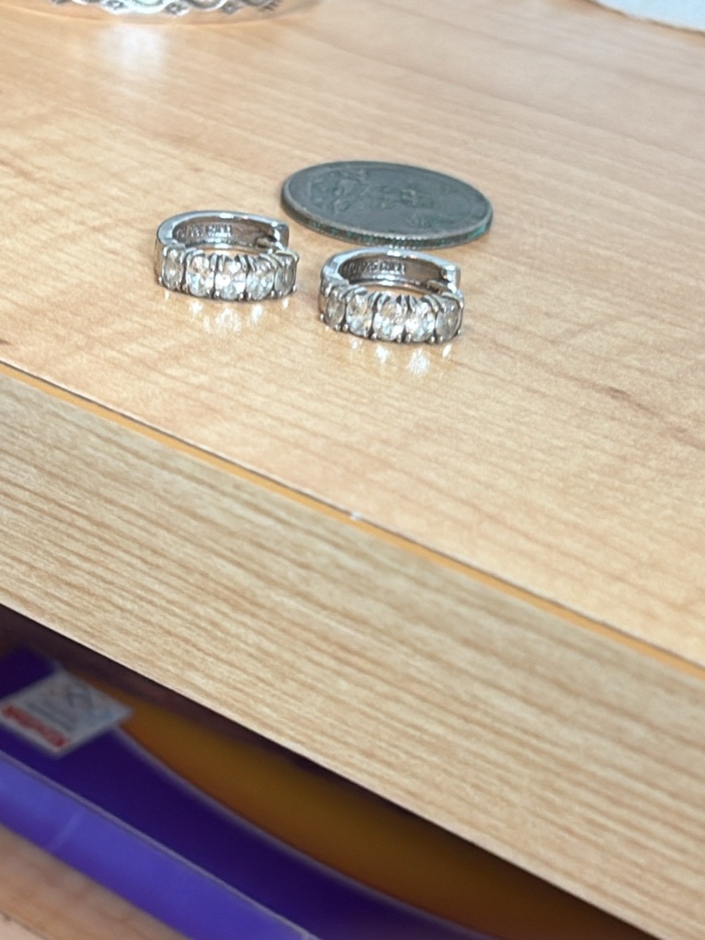 sterling Silver Crystal Huggie Earrings - Home Storage & Organization Accessory